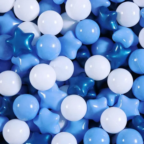 Vista 17 de Pelotas de Corral de Bolas Realhaha 50 100 200 500, Formas de Estrella para Bebés Niños Parque Infantil Bolas de Plástico para Bebés Piscina