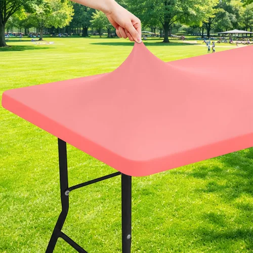 Vista 51 de Moosfor Mantel rectangular de elastano de 4 pies, manteles elásticos ajustables para pícnic, funda elástica y lavable para mesa de patio para Azul