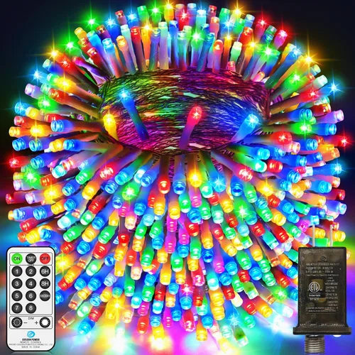 Vista 11 de Luces de Navidad de 200 pies con 500 luces LED para decoración al aire Rojo+Verde