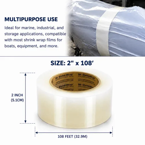 Vista 2 de Mr. Shrinkwrap Rollo de cinta de preservación de 2" x 108' - Transparente - MSW-712C