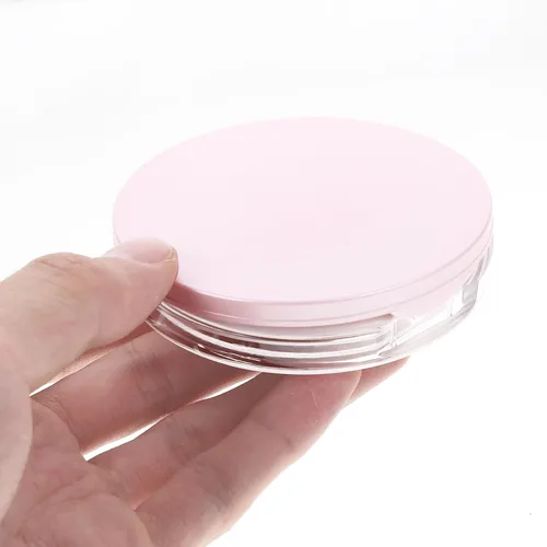 Vista 6 de Beaupretty Estuche compacto de 2 piezas con soplo reutilizable contenedor de polvo suelto con espejo de plástico DIY estuche de polvo de maquillaje
