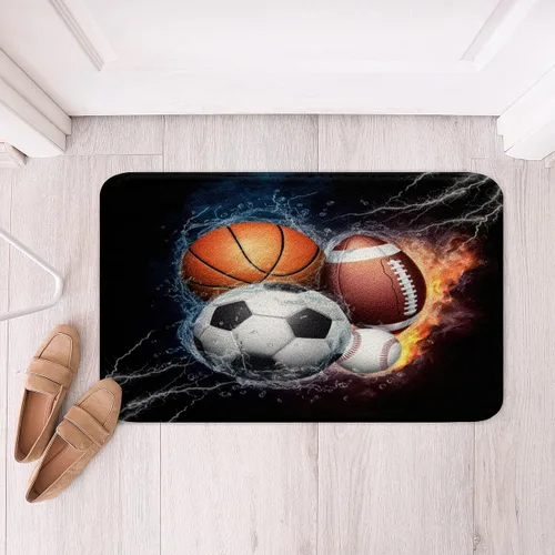 Vista 4 de Erosebridal Alfombras deportivas de baño para niños de 16 x 24 pulgadas, tapete de baño de béisbol y fútbol, para niños, adolescentes, baloncesto