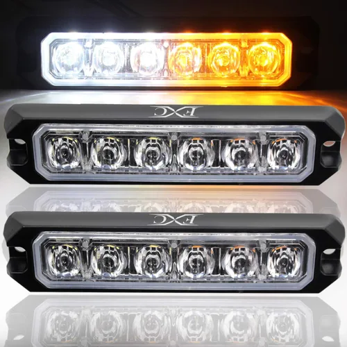 Vista 12 de Purishion - Luz estroboscópica con 6 luces LED color ámbar, impermeable, para barra de precaución, 10 patrones intermitentes, apto para automóvil