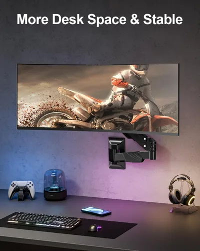 Vista 8 de MOUNT PRO Soporte de pared para monitor para pantallas ultrawide de 17-43", Soporte de pared para monitor de brazo único que soporta hasta 33.1