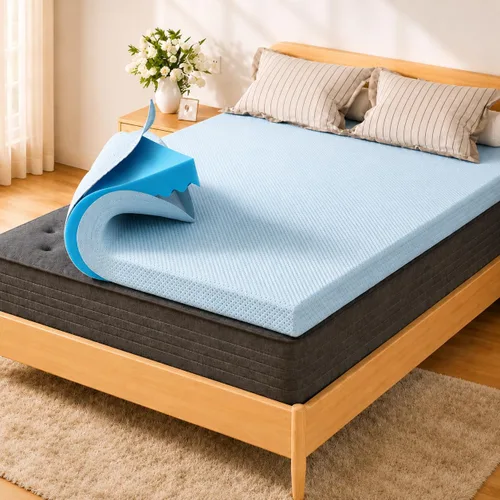 Vista 20 de OhGeni Cubrecolchón de espuma viscoelástica individual XL de 2 pulgadas con funda, funda de cama suave con base antideslizante, mejorado con gel