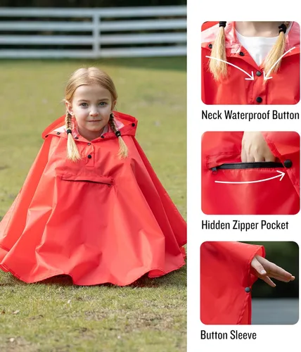 Vista 3 de Chaqueta ligera de poncho de lluvia para niños, impermeable, abrigo impermeable