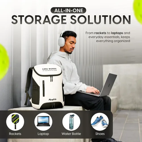 Vista 6 de Mochila de rendimiento – Bolsa elegante y ligera para padel, pickleball, viajes y uso diario – Estilo deportivo unisex con funda para laptop
