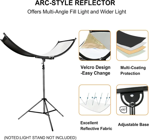Vista 2 de FUDESY Clamshell Reflector/difusor de luz, reflector curvado de iluminación de fotografía de 67 x 24 pulgadas para fotografía de estudio fotográfico