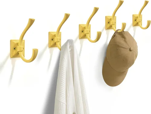 Vista 12 de TUNNY Paquete de 5 ganchos para colgar en la pared de diseño antiguo, ganchos de latón antiguo, gancho para toallas para armario de zapatos