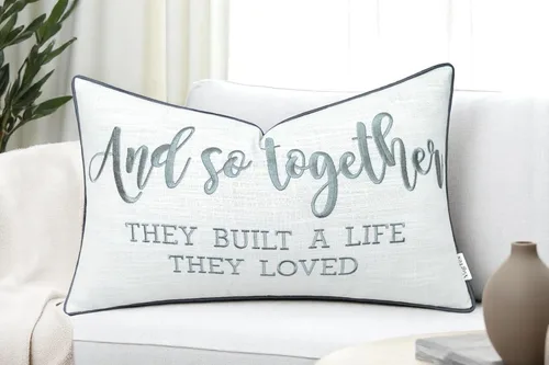 Vista 6 de Funda de Cojín Decorativo Romántico para Pareja, Sentimiento de Amor Bordado, Refranes Decorativos, Acento Lumbar - Decoración de Frases Acogedoras