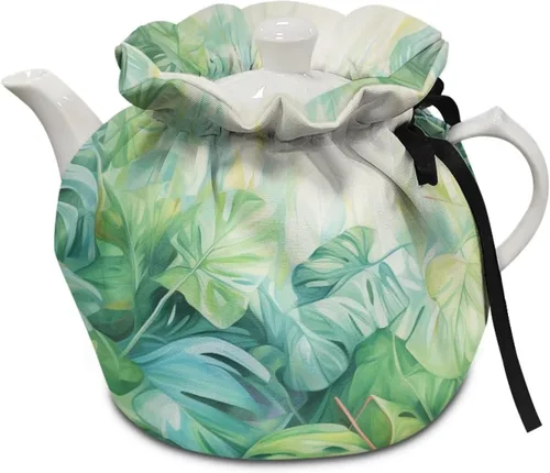 Vista 8 de DISNIMO Funda de tetera aislada a prueba de polvo con diseño floral de colibrí, para mantener el calor, accesorios decorativos, colcha