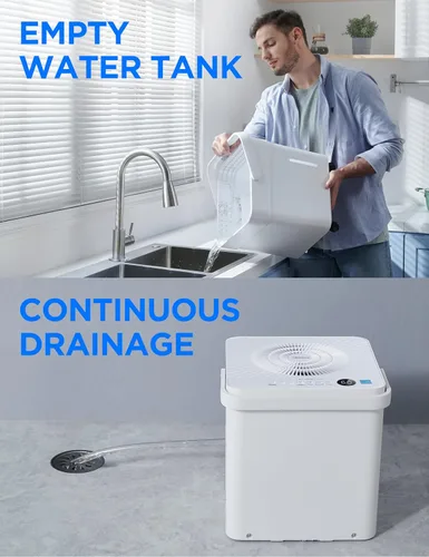 Vista 6 de Midea Cube - Deshumidificador de 20 pintas para sótano, hasta 1,500 pies cuadrados. Deshumidificador con manguera de drenaje, Certificado ENERGY