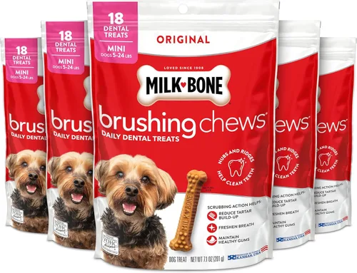 Vista 20 de Milk-Bone Original Masticables para Cepillar, 35 Golosinas Dentales Diarias para Perros de Tamaño Pequeño/Mediano, Acción de Frotamiento Ayuda a