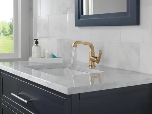 Vista 6 de Delta Faucet Tetra - Grifo de baño de un solo agujero negro mate, grifo de baño de una sola manija, grifo de lavabo de baño, tecnología de sello
