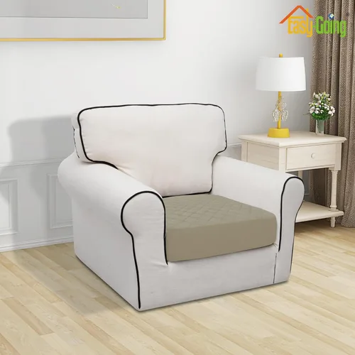 Vista 2 de Easy-Going Funda de cojín impermeable para silla, antideslizante, a prueba de fugas, acolchada y elástica, protector de muebles para perros, Beige