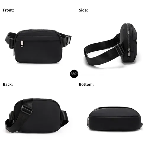 Vista 4 de EXYANGEE Riñonera unisex con correa ajustable, Negro -, Riñonera elegante