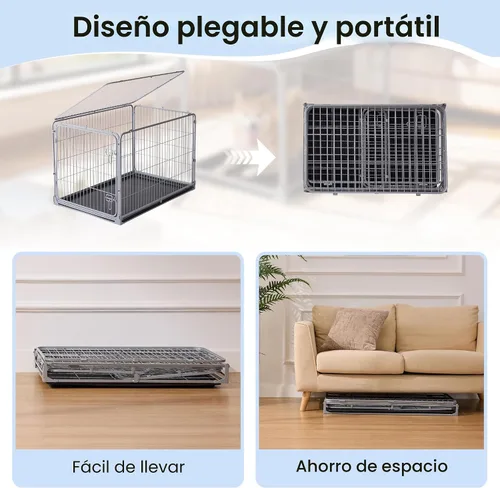 Vista 4 de ZOMISIA Jaula Plegable para Perros Pequeños - Perrera de Metal a Prueba de Escape de 30 Pulgadas con Doble Puerta, Jaula Plegable de Fácil Montaje