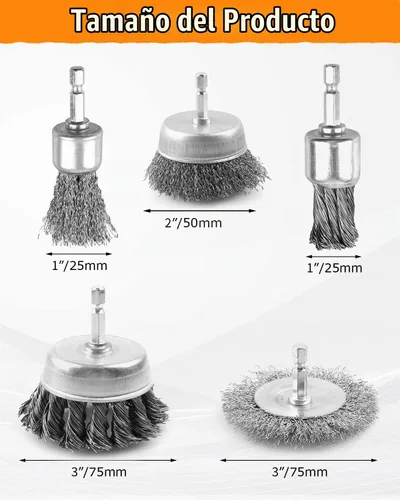 Vista 2 de 5 Pcs Drill Wire Brush Set, Heavy Duty Wire Brush Wheel for Drill