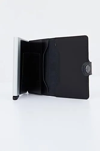 Vista 7 de Mini monedero Secrid de cuero negro genuino con protección RFIDcon un solo clic todas las tarjetas se deslizan gradualmente