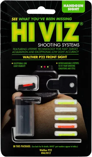 Vista 2 de HIVIZ Walther P22 Frnt Sight Intrchg, Verde, Blanco, Rojo