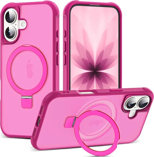 Vista 32 de SKYLMW - Funda compatible con iPhone 11 de 6.1 pulgadas, con soporte magnético invisible tipo anillo, funda translúcida de grado militar, compatible