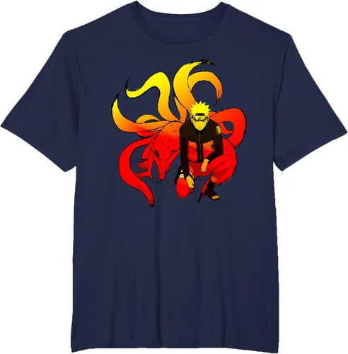 Vista 42 de Naruto Shippuden Naruto and 9 Tails - Camiseta de manga corta Negro