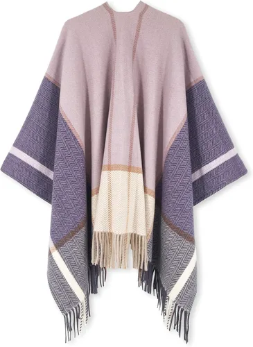 Vista 87 de Moss Rose Chal de viaje para mujer, capa tipo poncho de frente abierto para otoño e invierno