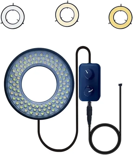 Vista 2 de Kit de accesorios para microscopio LED anillo luz USB 5V 4 zonas temperatura de color ajustable microscopio estéreo diapositivas de microscopio USB