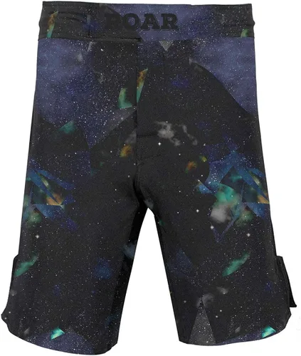 Vista 5 de O2TEE Pantalones cortos de lucha MMA para hombre, serie Roar, BJJ, No Gi, Grappling, Jiu Jitsu Onda abstracta