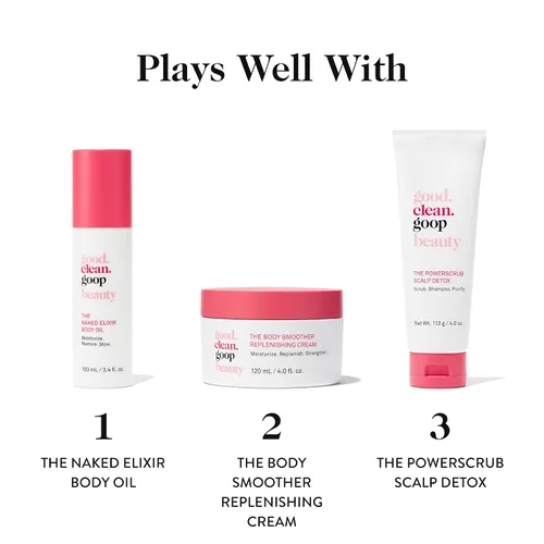Vista 7 de good.clean.goop beauty The Body Exfoliante facial Exfoliante corporal y limpiador para piel brillante AHA, exfoliante de semilla de uva y aceite