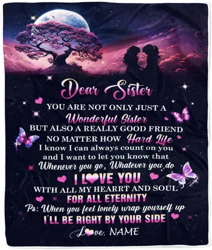 Vista 13 de Manta personalizada con texto en inglés «To My Sister from Sister Wood» No Matter Where Life Takes Us Soul Sister cumpleaños, Navidad, graduación