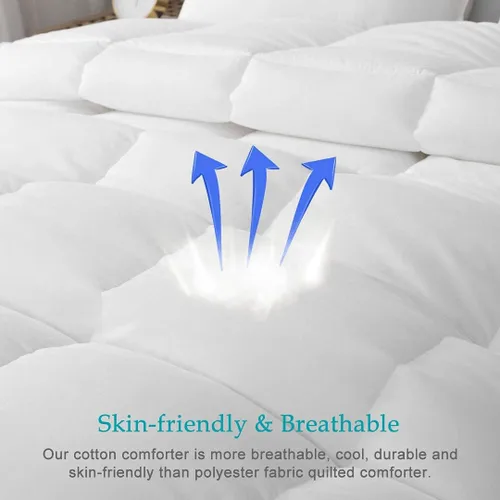 Vista 5 de Edredón alternativo de plumón, edredón blanco tamaño individual, funda de algodón Lightweight Cooling Summer Bedding,Machine Washable,Ultra-soft