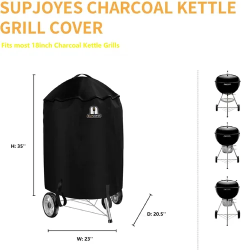 Vista 2 de Cubierta de parrilla para parrilla de carbón Weber Kettle, cubiertas premium de 22 pulgadas para parrilla BBQ, accesorios resistentes e impermeables