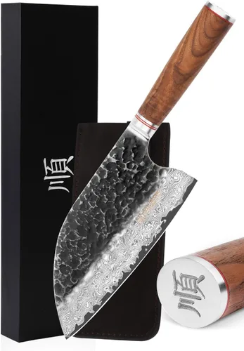 Vista 8 de YOUSUNLONG Cuchilla híbrida de 8" - Cuchillo de chef para exteriores de Ebany