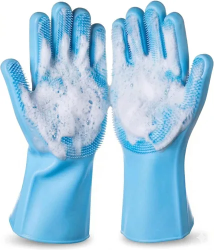 Vista 9 de NVNAN - Guantes de silicona para mascotas con dientes de alta densidad para perros y gatos Rosa