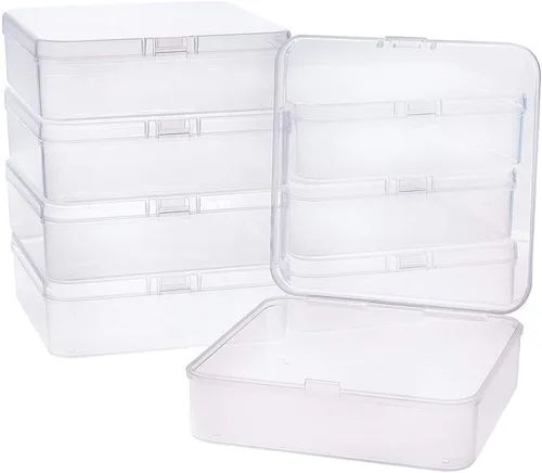 Vista 14 de BENECREAT Paquete de 24 contenedores cuadrados de plástico transparente de 1.38 x 1.38 x 0.7 pulgadas, con tapa para artículos, tapones