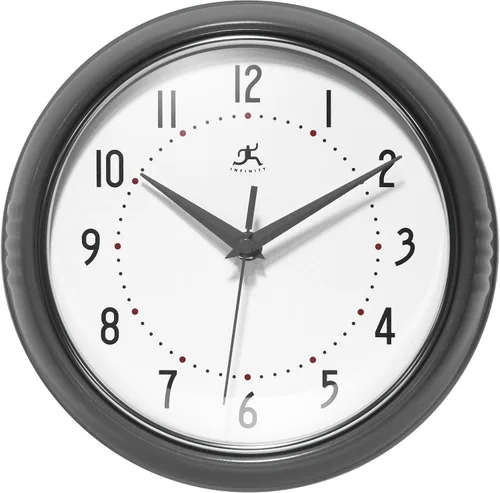 Vista 13 de Infinity Instruments Reloj de pared retro, reloj cuadrado de 9 pulgadas, silencioso sin tictac, moderno de mediados de siglo, reloj de cocina, reloj