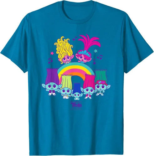 Vista 4 de Camiseta DreamWorks Trolls Band Together BroZone Poppy Viva Rainbow Negro