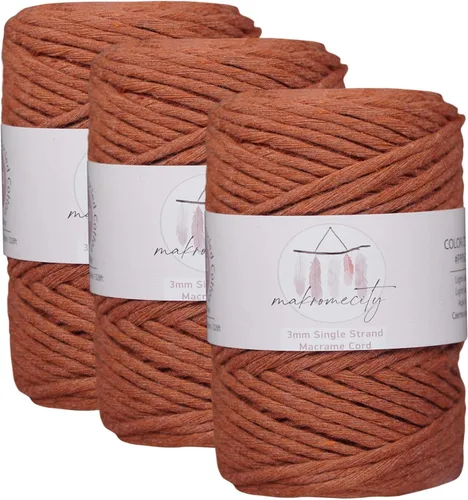 Vista 74 de Makromecity, Cordón de macramé de un solo hilo de 3 mm x 100 yardas (300 pies) de 3 mm de cordón de algodón azul bebé para arte y manualidades