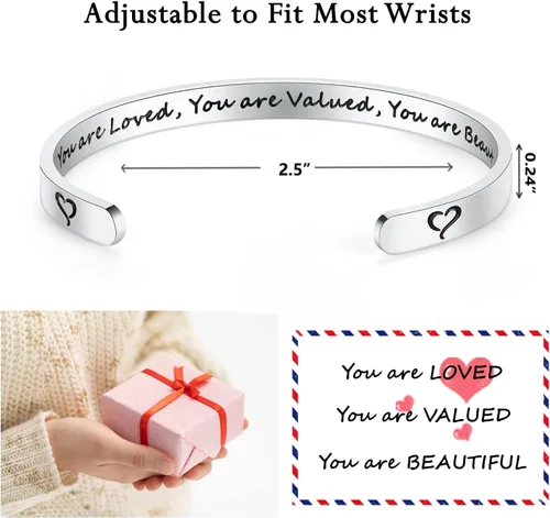 Vista 4 de TONY & SANDY - Brazaletes motivacionales para mujeres, adolescentes o niñas, regalos de cumpleaños personalizados para mamá, hija, hermana o amigas