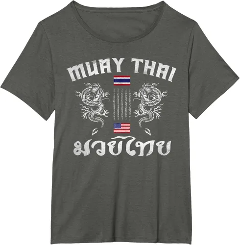 Vista 63 de Camiseta de equipo de entrenamiento de boxeo Muay Thai con bandera estadounidense de Tailandia, Negro, S