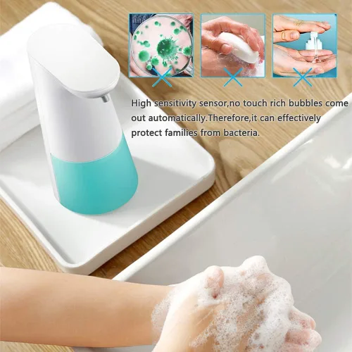 Vista 5 de LAOPAO Dispensador automático de jabón espumoso, manos libres, sin contacto, bomba de jabón para encimera para cocina y baño, color azul