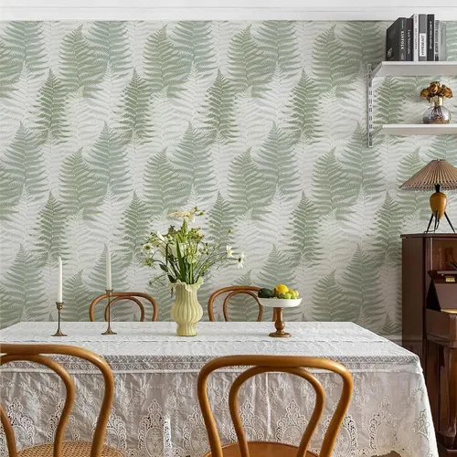 Vista 2 de JiffDiff Papel tapiz autoadhesivo con textura de helechos botánicos de 17.73 x 118.1 pulgadas, papel de pared temporal autoadhesivo para baño