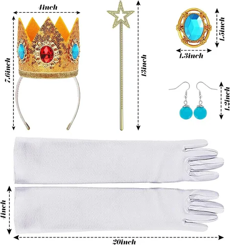 Vista 6 de PENDELY Disfraz de princesa melocotón para niñas, vestido de princesa melocotón para niños de 6, 7, 8, 9, 10, 11, 12 años, disfraz de cosplay
