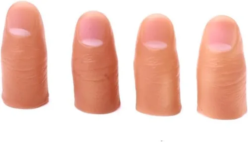 Vista 6 de MOMOMAGE 5 piezas de punta dura del pulgar dedo falso trucos de magia de cerca aparecen la magia desaparecer magia falso dedo truco accesorios