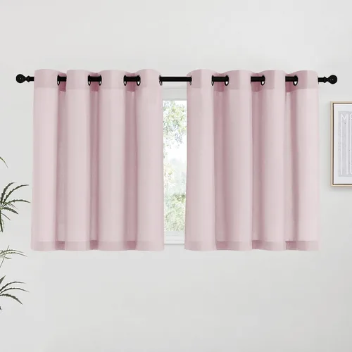 Vista 102 de NICETOWN - Cortinas de lino angora para ventana de cocina sobre el fregadero, con ojales, lino grueso angora, tratamientos cortos para ventanas