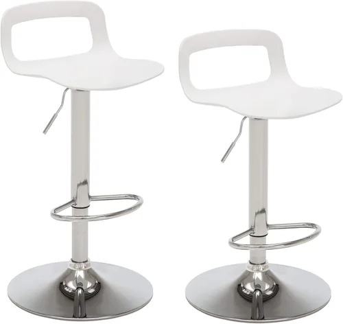 Vista 8 de NOBPEINT NOB Taburete giratorio ajustable cromado contemporáneo (color blanco, juego de 2)