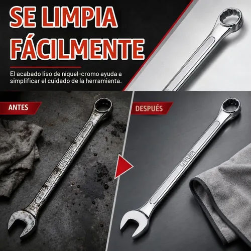 Vista 3 de URREA Llave combinada extra larga de 12 puntos de 0.394 in, métrica Llave individual