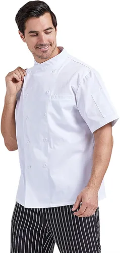Vista 4 de Nanxson Chaqueta de chef unisex de manga corta para hombre con malla transpirable CFM0029