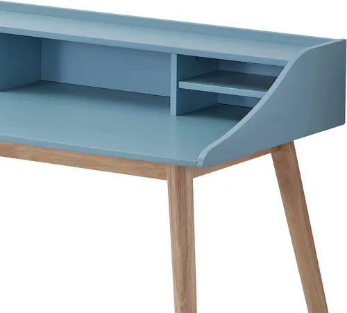 Vista 4 de R., Groria Mid-Century - Escritorio moderno de madera Strorage, color azul